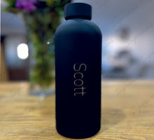 Load image into Gallery viewer, Black Personalised 500ml Stainless Steel Water Bottle Vacuum Insulated Flask