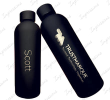 Load image into Gallery viewer, Black Personalised 500ml Stainless Steel Water Bottle Vacuum Insulated Flask