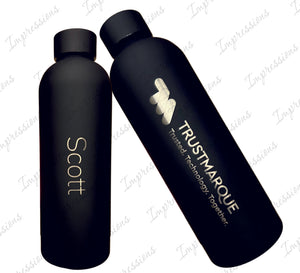 Black Personalised 500ml Stainless Steel Water Bottle Vacuum Insulated Flask