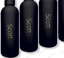 Load image into Gallery viewer, Black Personalised 500ml Stainless Steel Water Bottle Vacuum Insulated Flask