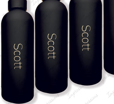 Black Personalised 500ml Stainless Steel Water Bottle Vacuum Insulated Flask