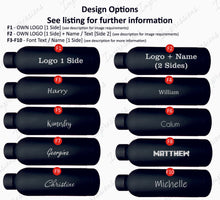 Load image into Gallery viewer, Black Personalised 500ml Stainless Steel Water Bottle Vacuum Insulated Flask