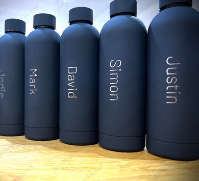 Black Personalised 500ml Stainless Steel Water Bottle Vacuum Insulated Flask