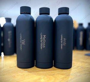 Black Personalised 500ml Stainless Steel Water Bottle Vacuum Insulated Flask