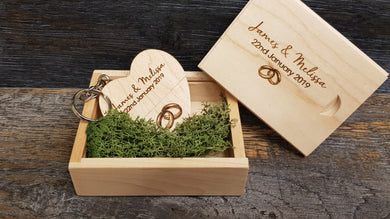 Maple Wooden Love Heart USB + Box Logo Engraved