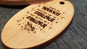 Personalised Unicorn Wooden Keyring with Name Engraved