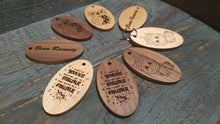 Load image into Gallery viewer, Personalised Unicorn Wooden Keyring with Name Engraved