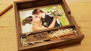Walnut Wood & Acrylic 6x4 Photography Presentation Box + USB Logo Engraved