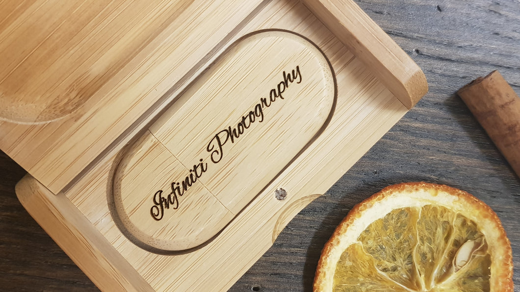 Bamboo Wooden Pebble USB Flash Drive Storage Pen + Flip-Box Photography Gift