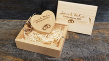Load image into Gallery viewer, Maple Wooden Love Heart USB + Box Logo Engraved