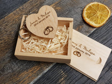 Load image into Gallery viewer, Maple Wooden Love Heart USB + Box Logo Engraved