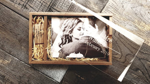 Walnut Acrylic 7x5 Photography Presentation Box Logo Engraved USB by Impressions Laser Studio