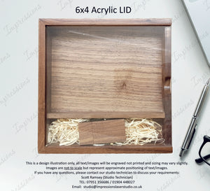 Walnut Wood & Acrylic 6x4 Photography Presentation Box + USB Logo Engraved