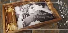 Load image into Gallery viewer, 7x5 Walnut and Acrylic Wedding Photography Presentation Box Logo Engraved Wooden USB by Impressions Laser Studio