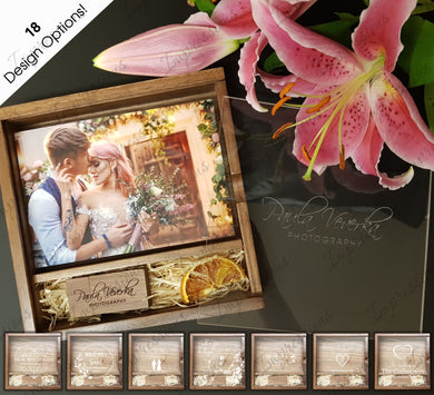 Walnut Wood & Acrylic 6x4 Photography Presentation Box + USB Logo Engraved