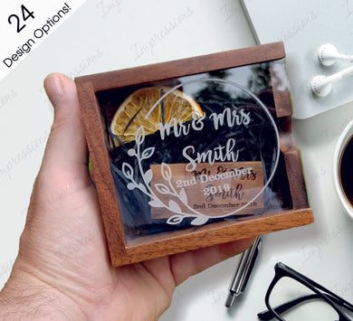 Walnut Block USB + Wooden Box with Acrylic Display Sliding LID