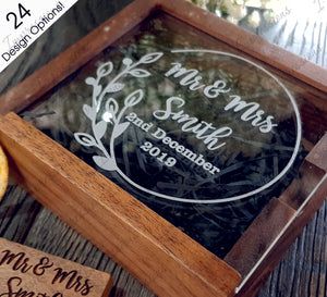 Walnut Block USB + Wooden Box with Acrylic Display Sliding LID
