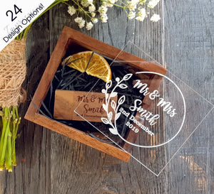 Walnut Block USB + Wooden Box with Acrylic Display Sliding LID