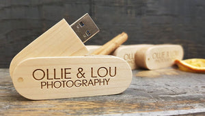 Natural Wood Oval Swivel USB Flash Drive