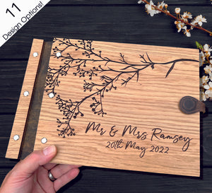 Wooden Oak Veneer Wedding Guest Book Album