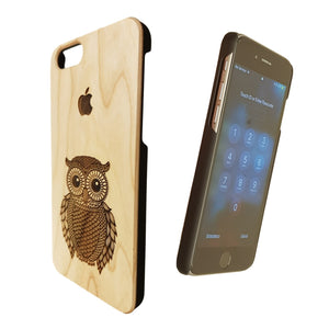 Owl Pattern Engraved Real Wood iPhone 6/7 Case