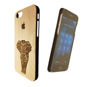 Elephant Pattern Engraved Real Wood iPhone 6/7 Case