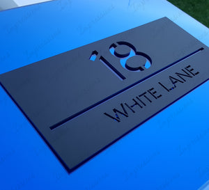 Matt Black Frost Modern Acrylic Rectangle House Sign Number & Street Medium Size 280mm x 130mm
