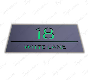 Matt Black Frost Modern Acrylic Rectangle House Sign Number & Street Medium Size 280mm x 130mm