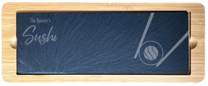 SUSHI Bamboo Slate Rectangle Service Board Platter Plate 330mm x 130mm
