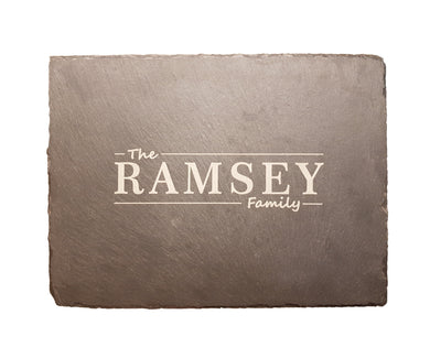 Personalised Family Name Slate Placemat Laser Engraved