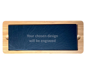 Bamboo & Slate Rectangle Service Board Platter 330mm x 130mm
