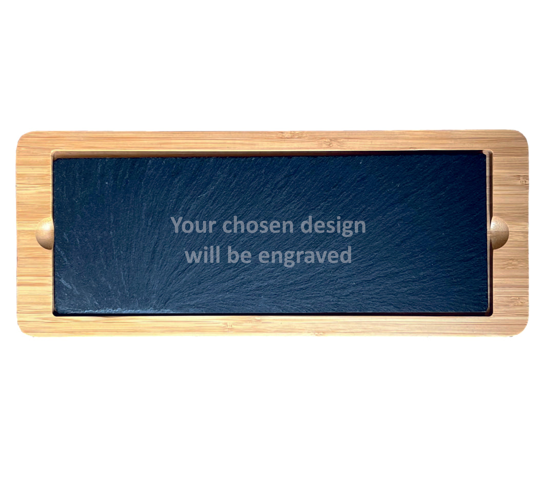 Bamboo & Slate Rectangle Service Board Platter 330mm x 130mm