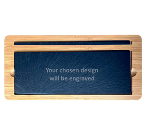 Bamboo & Slate Rectangle Service Board Platter 330mm x 130mm