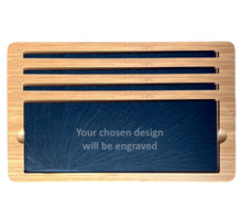 Load image into Gallery viewer, Bamboo &amp; Slate Rectangle Service Board Platter 330mm x 130mm