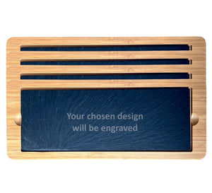 Bamboo & Slate Rectangle Service Board Platter 330mm x 130mm