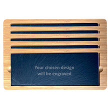 Load image into Gallery viewer, Bamboo &amp; Slate Rectangle Service Board Platter 330mm x 130mm