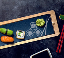 Load image into Gallery viewer, SUSHI Bamboo Slate Rectangle Service Board Platter Plate 330mm x 130mm