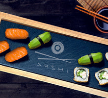 Load image into Gallery viewer, SUSHI Bamboo Slate Rectangle Service Board Platter Plate 330mm x 130mm