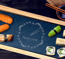 Load image into Gallery viewer, SUSHI Bamboo Slate Rectangle Service Board Platter Plate 330mm x 130mm