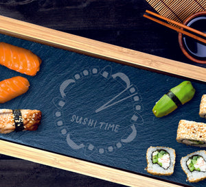 SUSHI Bamboo Slate Rectangle Service Board Platter Plate 330mm x 130mm