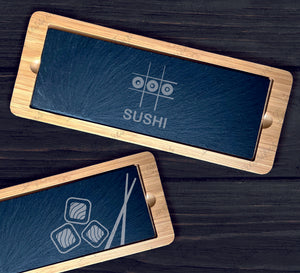 Bamboo & Slate Rectangle Service Board Platter 330mm x 130mm