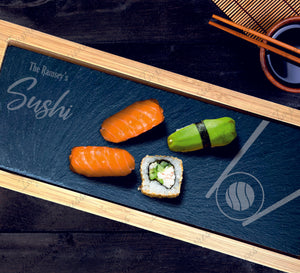 SUSHI Bamboo Slate Rectangle Service Board Platter Plate 330mm x 130mm