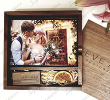 Load image into Gallery viewer, 6x4 Walnut Wooden Photography Presentation Box + USB Flash Drive No