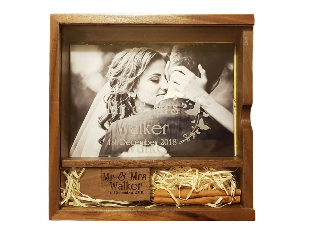 Walnut Wood & Acrylic 6x4 Photography Presentation Box + USB Logo Engraved