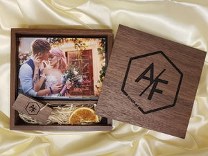 6x4 Walnut Wooden Photography Presentation Box + USB Flash Drive No