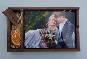 Walnut 7x5 Photography Presentation Box Logo Engraved USB by Impressions Laser Studio