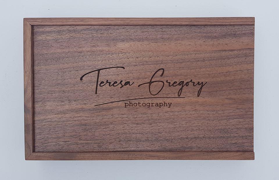 Walnut 7x5 Photography Presentation Box Logo Engraved USB by Impressions Laser Studio