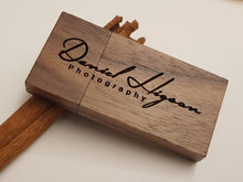 Load image into Gallery viewer, Walnut Block USB Flash Drive + Sliding Lid Gift Box